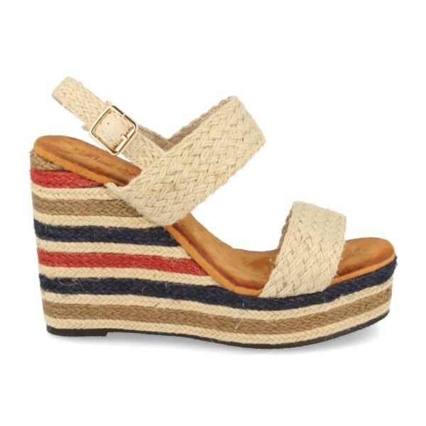 Sandalia de Cu?a con Yute Multicolor y Hebillas