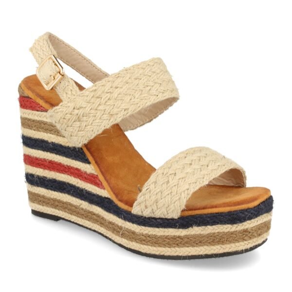 Sandalia de Cu?a con Yute Multicolor y Hebillas - Imagen 2