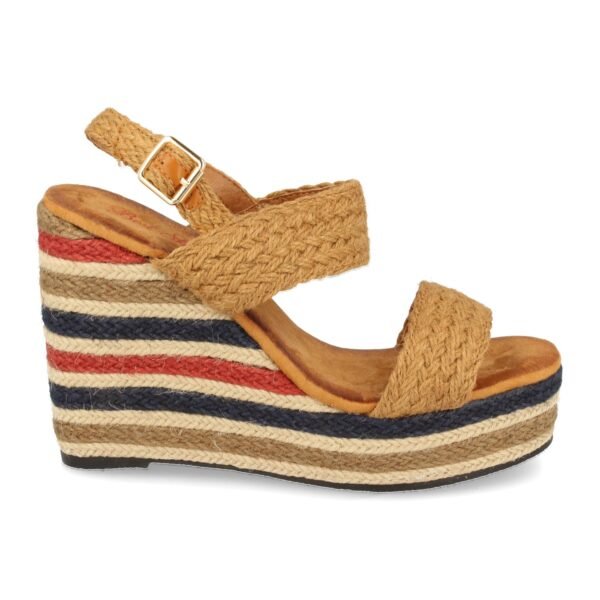 Sandalia de Cu?a con Yute Multicolor y Hebillas