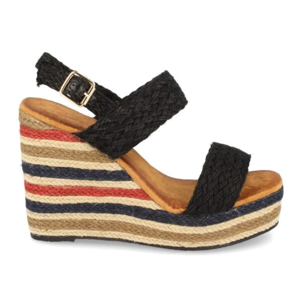 Sandalia de Cu?a con Yute Multicolor y Hebillas