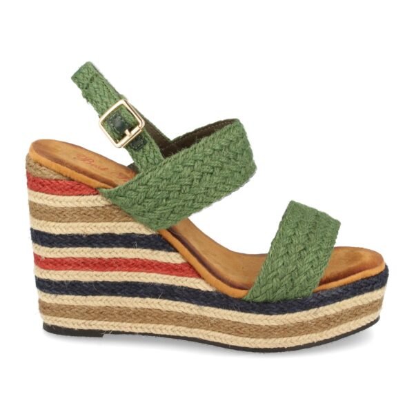 Sandalia de Cu?a con Yute Multicolor y Hebillas