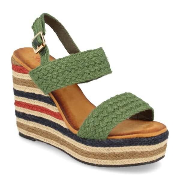 Sandalia de Cu?a con Yute Multicolor y Hebillas - Imagen 2