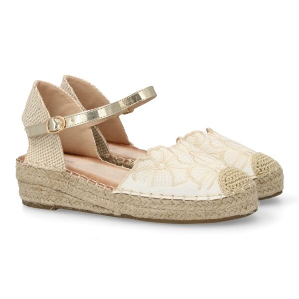 Sandalia de cu?a de yute para mujer, comodas y elegantes, dise?o de flores