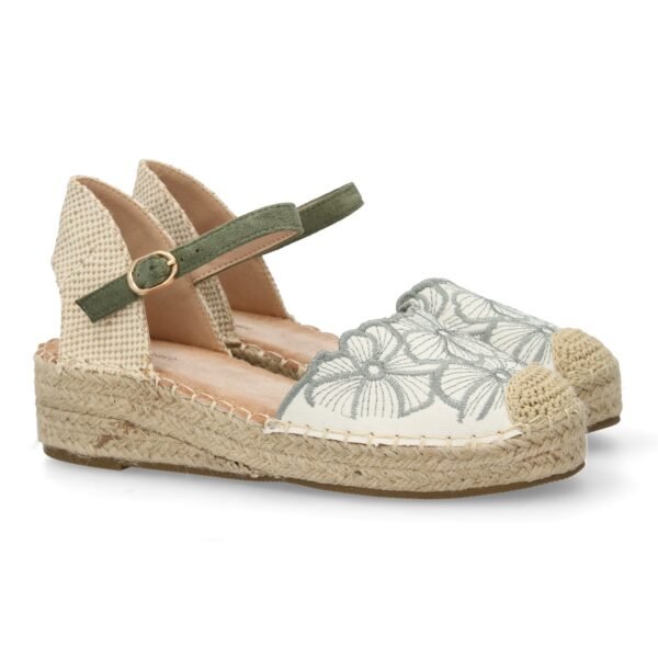 Sandalia de cu?a de yute para mujer, comodas y elegantes, dise?o de flores