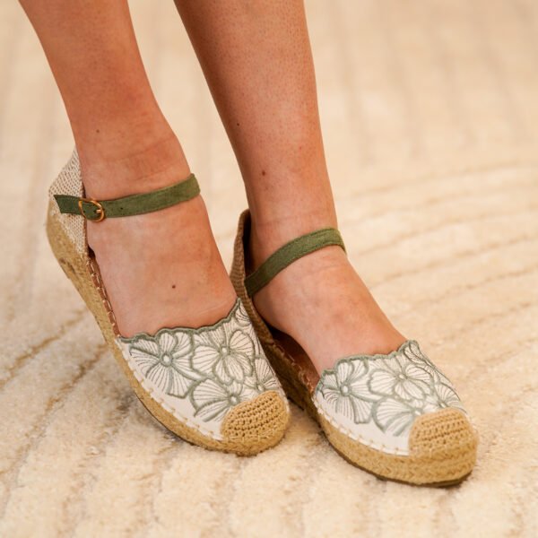 Sandalia de cu?a de yute para mujer, comodas y elegantes, dise?o de flores - Imagen 2