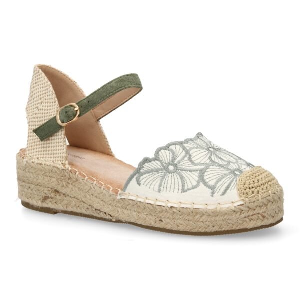 Sandalia de cu?a de yute para mujer, comodas y elegantes, dise?o de flores - Imagen 4