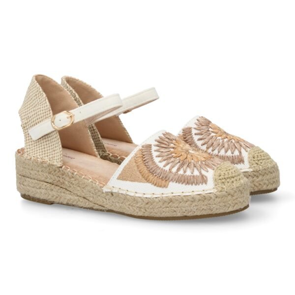 Sandalia de cu?a de yute para mujer, comodas y elegantes, dise?o de flores