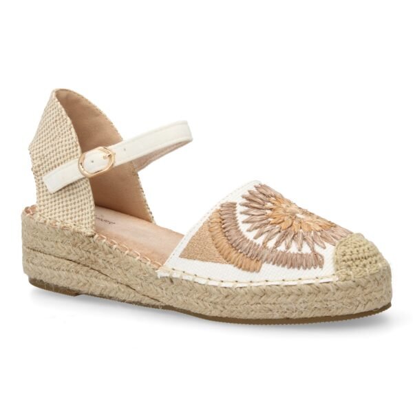 Sandalia de cu?a de yute para mujer, comodas y elegantes, dise?o de flores - Imagen 3