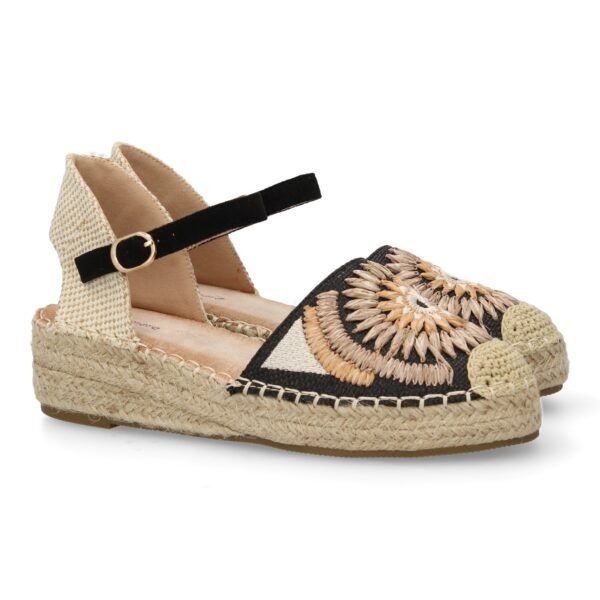 Sandalia de cu?a de yute para mujer, comodas y elegantes, dise?o de flores