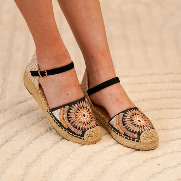 Sandalia de cu?a de yute para mujer, comodas y elegantes, dise?o de flores - Imagen 2