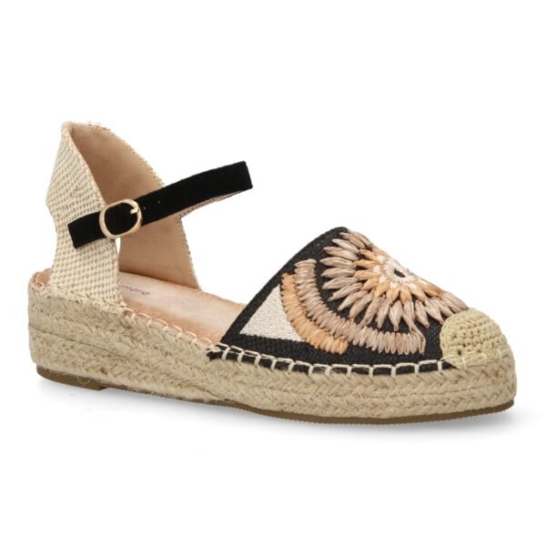 Sandalia de cu?a de yute para mujer, comodas y elegantes, dise?o de flores - Imagen 4