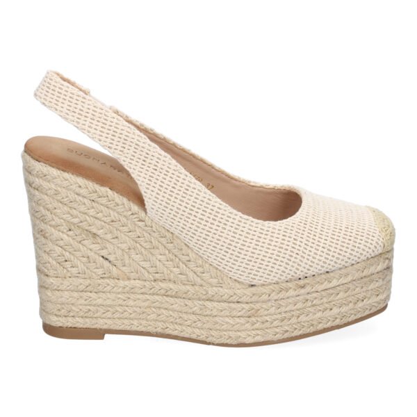 Sandalia de Cu?a de Yute para Mujer, Comodas y Elegantes, Dise?o de Pala Cerrada con Detalles Bordados - Imagen 2