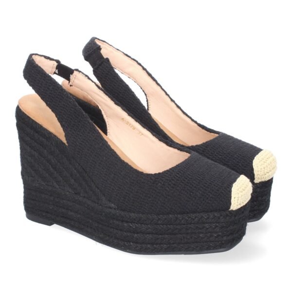 Sandalia de Cu?a de Yute para Mujer, Comodas y Elegantes, Dise?o de Pala Cerrada con Detalles Bordados