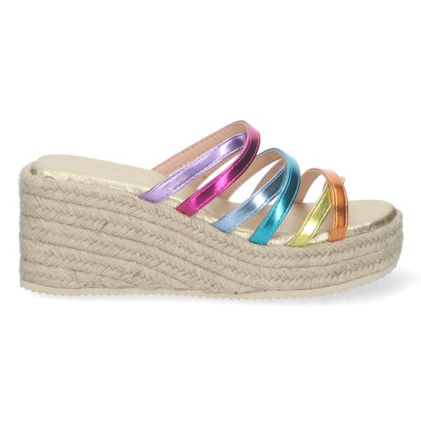 Sandalia de Cu?a con Yute y Tiras Multicolor - Imagen 2