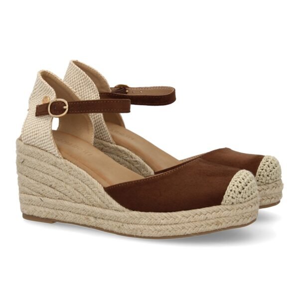 Sandalia de cu?a de yute para mujer, comodas y elegantes dise?o moderno con el yute en el mismo tono