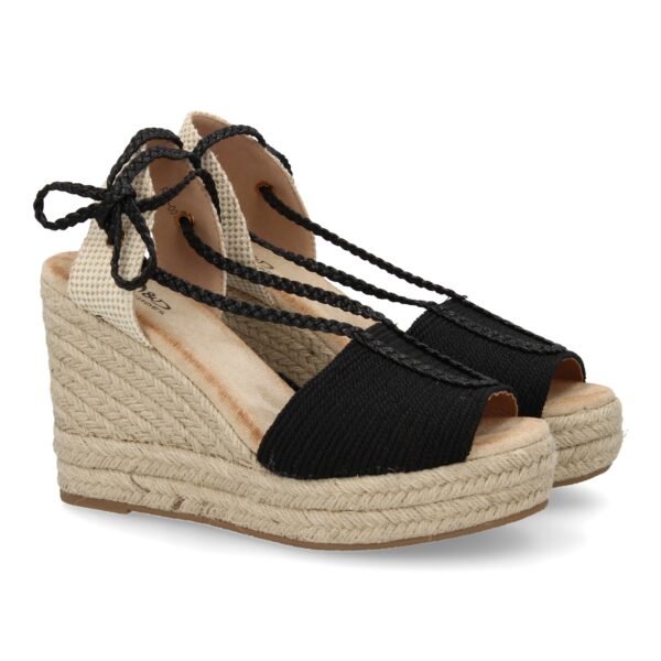Sandalia de cu?a de yute para mujer, comodas y elegantes, dise?o moderno con cierre de cordones