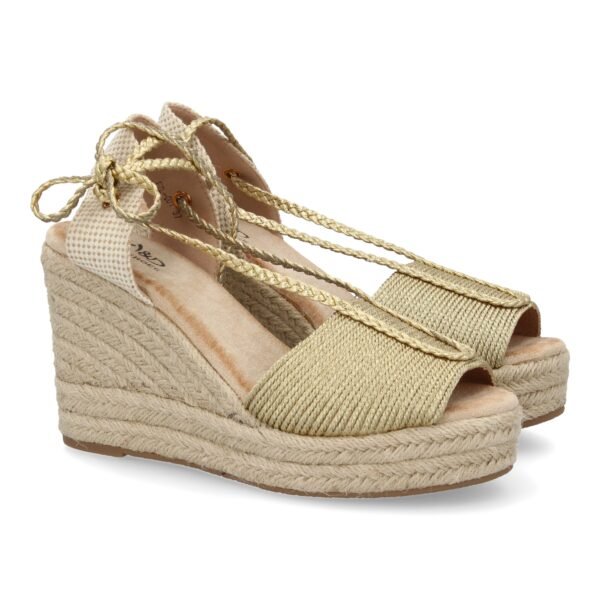 Sandalia de cu?a de yute para mujer, comodas y elegantes, dise?o moderno con cierre de cordones