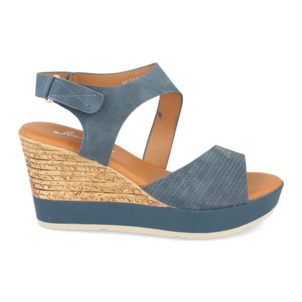 Sandalia Ankle Strap con Cu?a de Yute y Cierre de Velcro