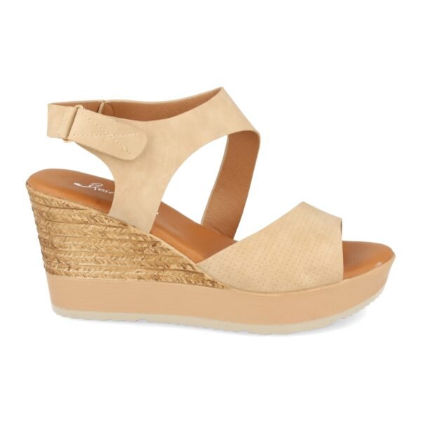 Sandalia Ankle Strap con Cu?a de Yute y Cierre de Velcro