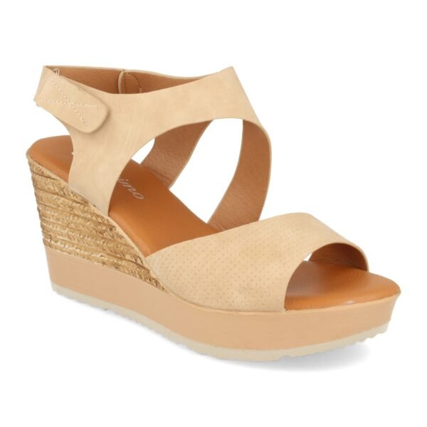 Sandalia Ankle Strap con Cu?a de Yute y Cierre de Velcro - Imagen 2