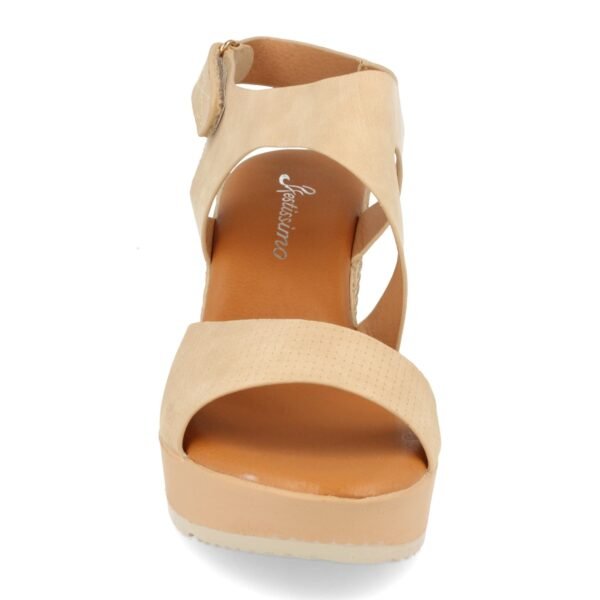 Sandalia Ankle Strap con Cu?a de Yute y Cierre de Velcro - Imagen 3