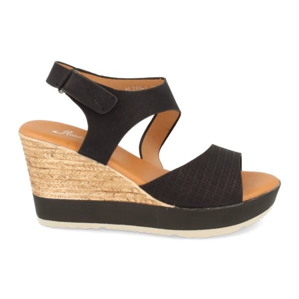 Sandalia Ankle Strap con Cu?a de Yute y Cierre de Velcro