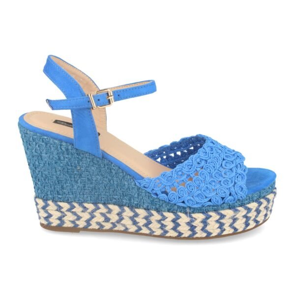 Sandalia de Cu?a con Yute MultiColor y Pala Trenzada en Circulos