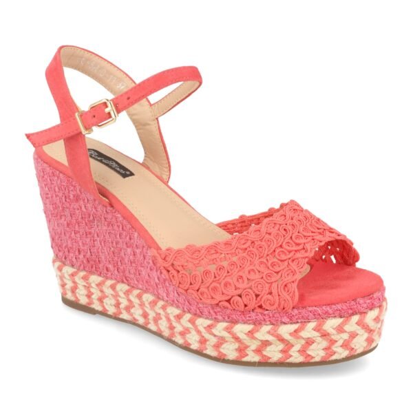 Sandalia de Cu?a con Yute MultiColor y Pala Trenzada en Circulos - Imagen 2