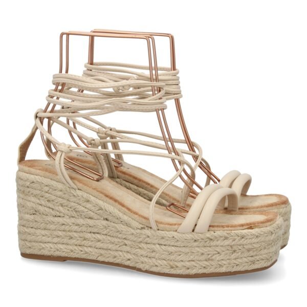 Sandalia de cu?a de yute para mujer, comodas y elegantes, dise?o moderno con tiras cruzadas