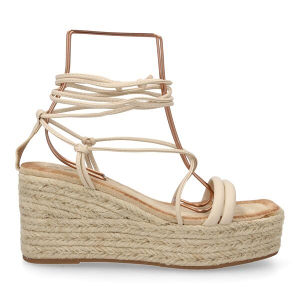 Sandalia de cu?a de yute para mujer, comodas y elegantes, dise?o moderno con tiras cruzadas - Imagen 2