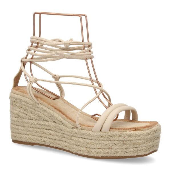 Sandalia de cu?a de yute para mujer, comodas y elegantes, dise?o moderno con tiras cruzadas - Imagen 3