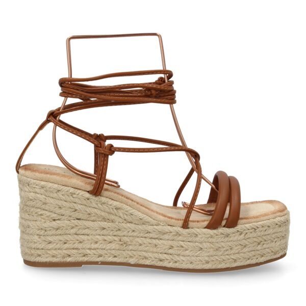 Sandalia de cu?a de yute para mujer, comodas y elegantes, dise?o moderno con tiras cruzadas - Imagen 3