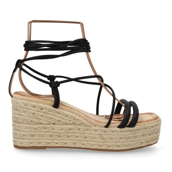 Sandalia de cu?a de yute para mujer, comodas y elegantes, dise?o moderno con tiras cruzadas - Imagen 2