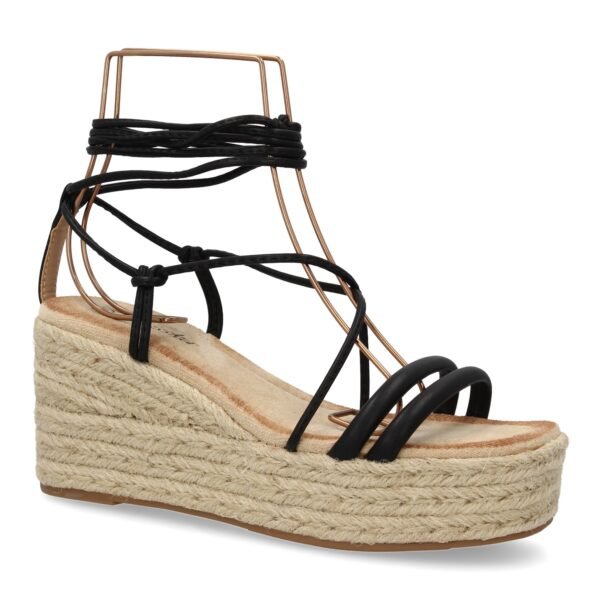 Sandalia de cu?a de yute para mujer, comodas y elegantes, dise?o moderno con tiras cruzadas - Imagen 3