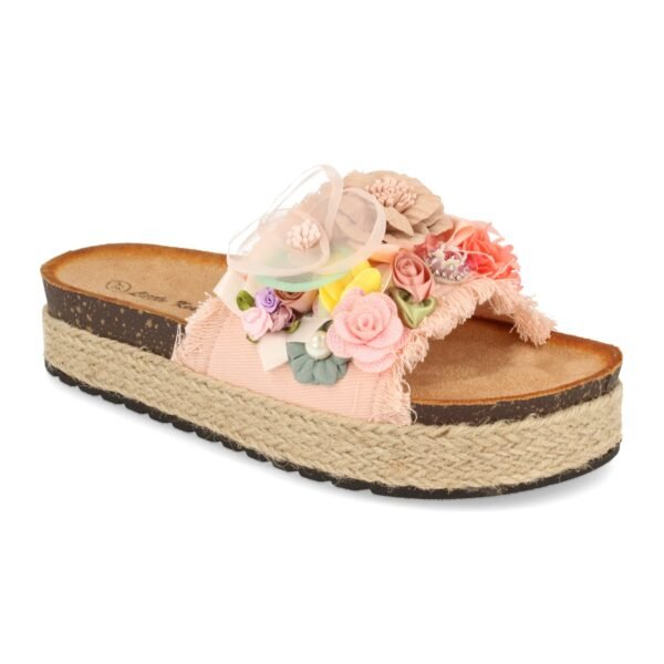 Sandalia con Plataforma de Yute y Adorno de Flores - Imagen 2