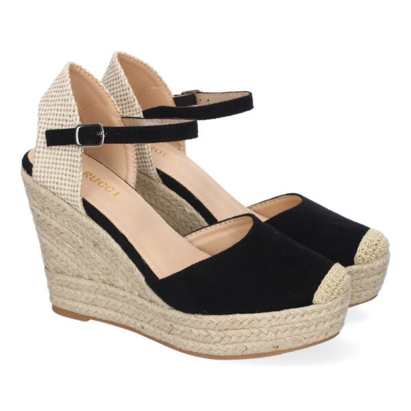 Sandalia de Cu?a de Yute para Mujer, Comodas y Elegantes, Dise?o Moderno con Punta Bordada